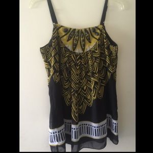 Nicole by Nicole Miller black & yellow tank top